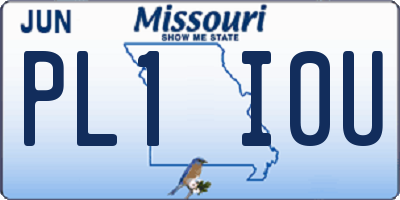 MO license plate PL1I0U