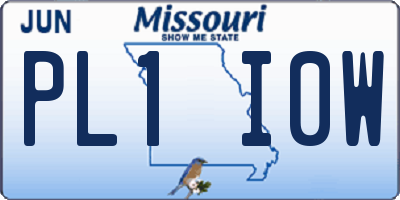 MO license plate PL1I0W