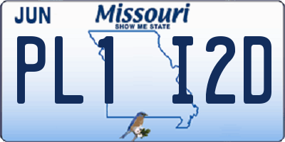 MO license plate PL1I2D