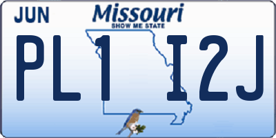 MO license plate PL1I2J