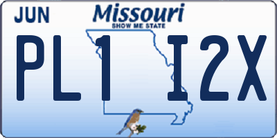 MO license plate PL1I2X