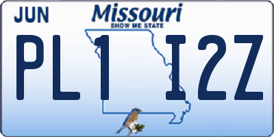 MO license plate PL1I2Z