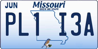 MO license plate PL1I3A