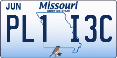MO license plate PL1I3C