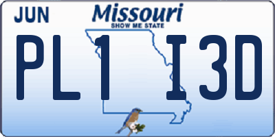 MO license plate PL1I3D