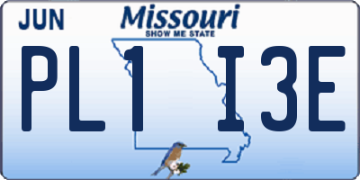 MO license plate PL1I3E