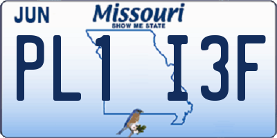MO license plate PL1I3F