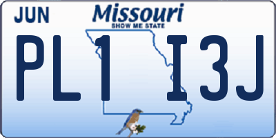MO license plate PL1I3J