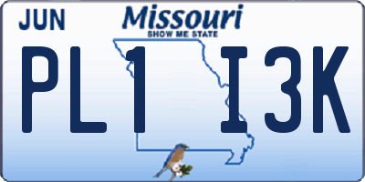 MO license plate PL1I3K