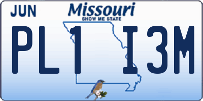 MO license plate PL1I3M