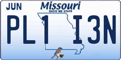 MO license plate PL1I3N