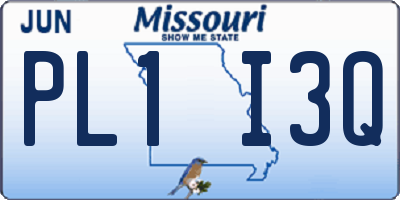 MO license plate PL1I3Q
