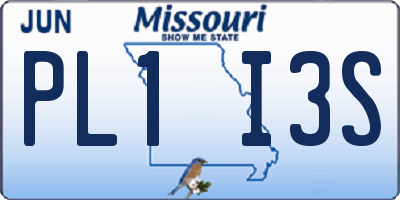 MO license plate PL1I3S