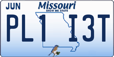 MO license plate PL1I3T
