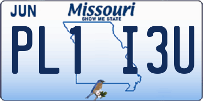 MO license plate PL1I3U