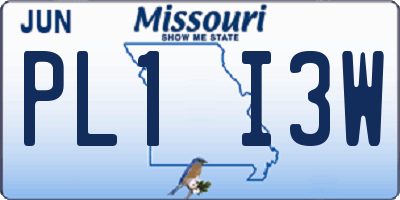 MO license plate PL1I3W