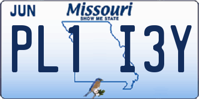 MO license plate PL1I3Y