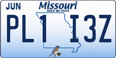 MO license plate PL1I3Z