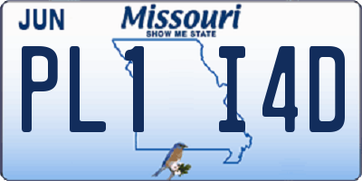 MO license plate PL1I4D