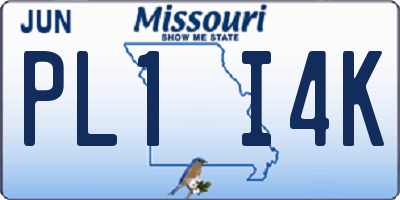 MO license plate PL1I4K