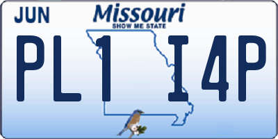MO license plate PL1I4P