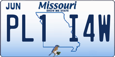 MO license plate PL1I4W