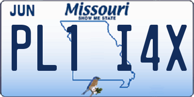 MO license plate PL1I4X