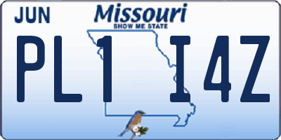 MO license plate PL1I4Z