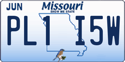 MO license plate PL1I5W