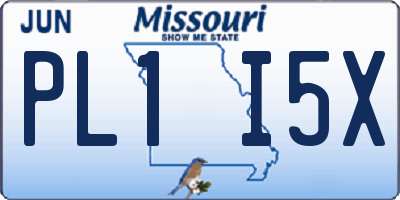 MO license plate PL1I5X