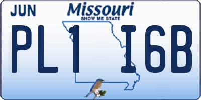 MO license plate PL1I6B