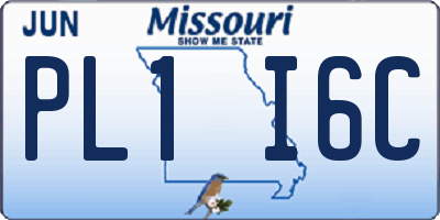 MO license plate PL1I6C