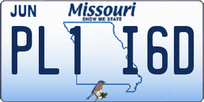 MO license plate PL1I6D