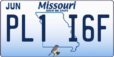 MO license plate PL1I6F