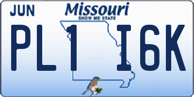 MO license plate PL1I6K