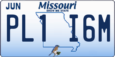 MO license plate PL1I6M