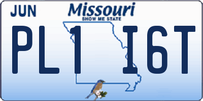 MO license plate PL1I6T