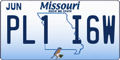 MO license plate PL1I6W