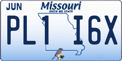 MO license plate PL1I6X