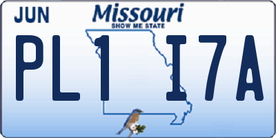 MO license plate PL1I7A