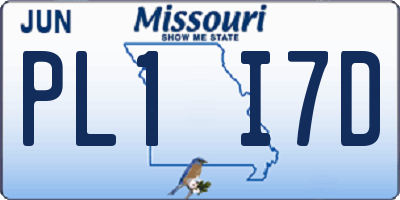 MO license plate PL1I7D
