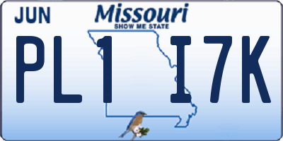 MO license plate PL1I7K
