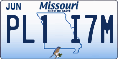 MO license plate PL1I7M