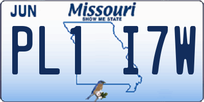 MO license plate PL1I7W