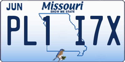 MO license plate PL1I7X