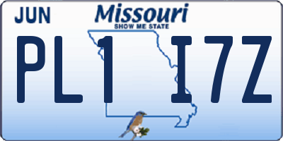 MO license plate PL1I7Z