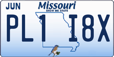 MO license plate PL1I8X