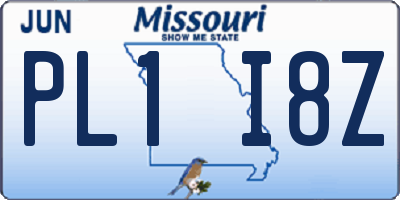 MO license plate PL1I8Z