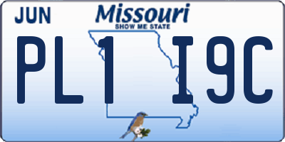 MO license plate PL1I9C