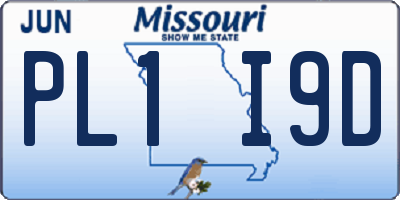 MO license plate PL1I9D